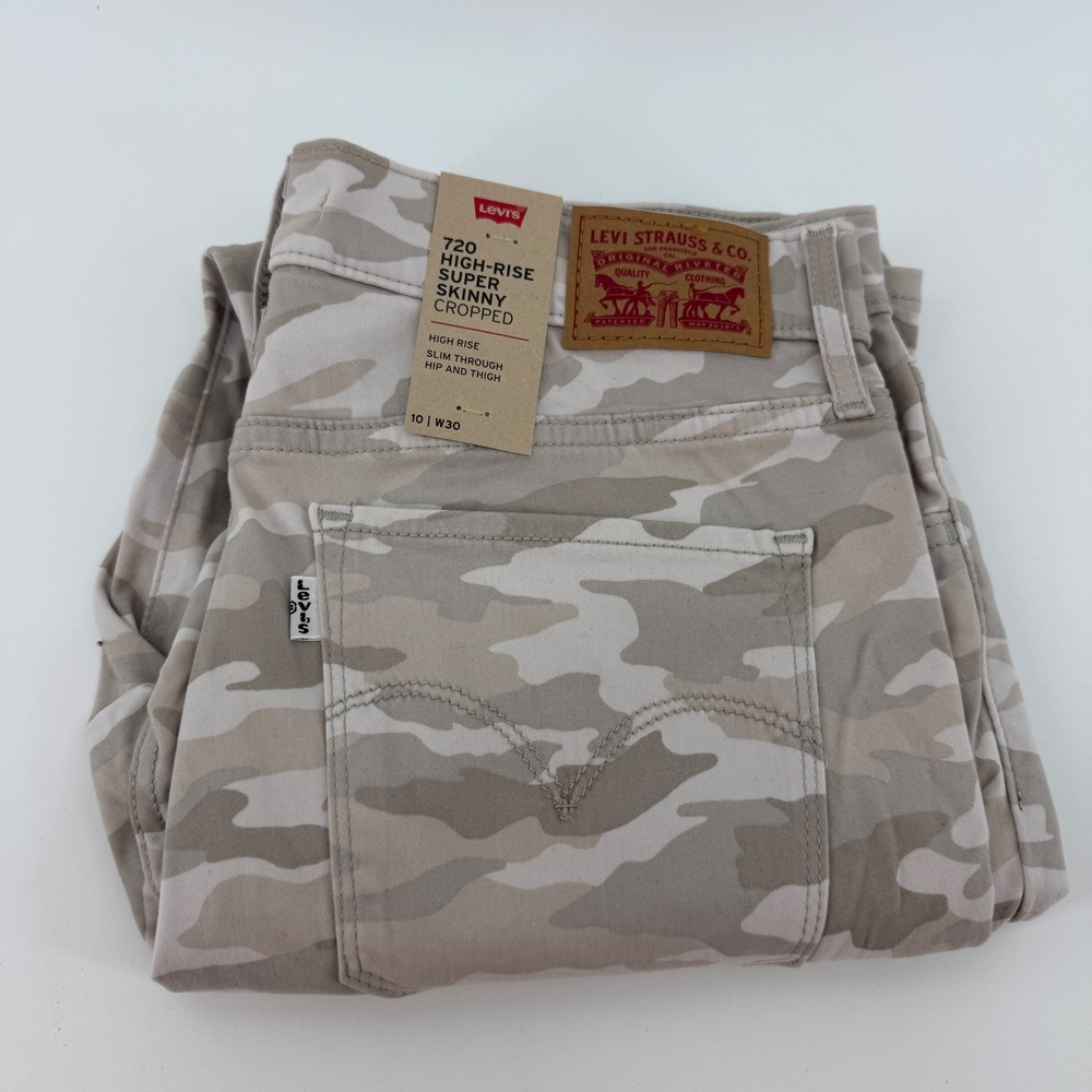 Levis 720 High Rise Super Skinny Cropped Camo Jeans Tan W30 L26